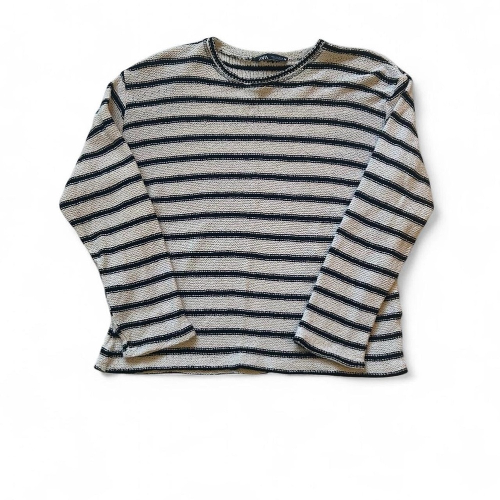 Zara Black and Cream Knit Sweater